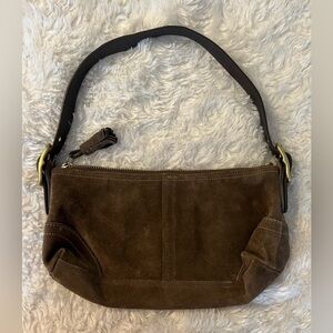 Coach Brown Suede Shoulder Bag, Y2K coach shoulder bag Vintage Coach Hobo Purse
